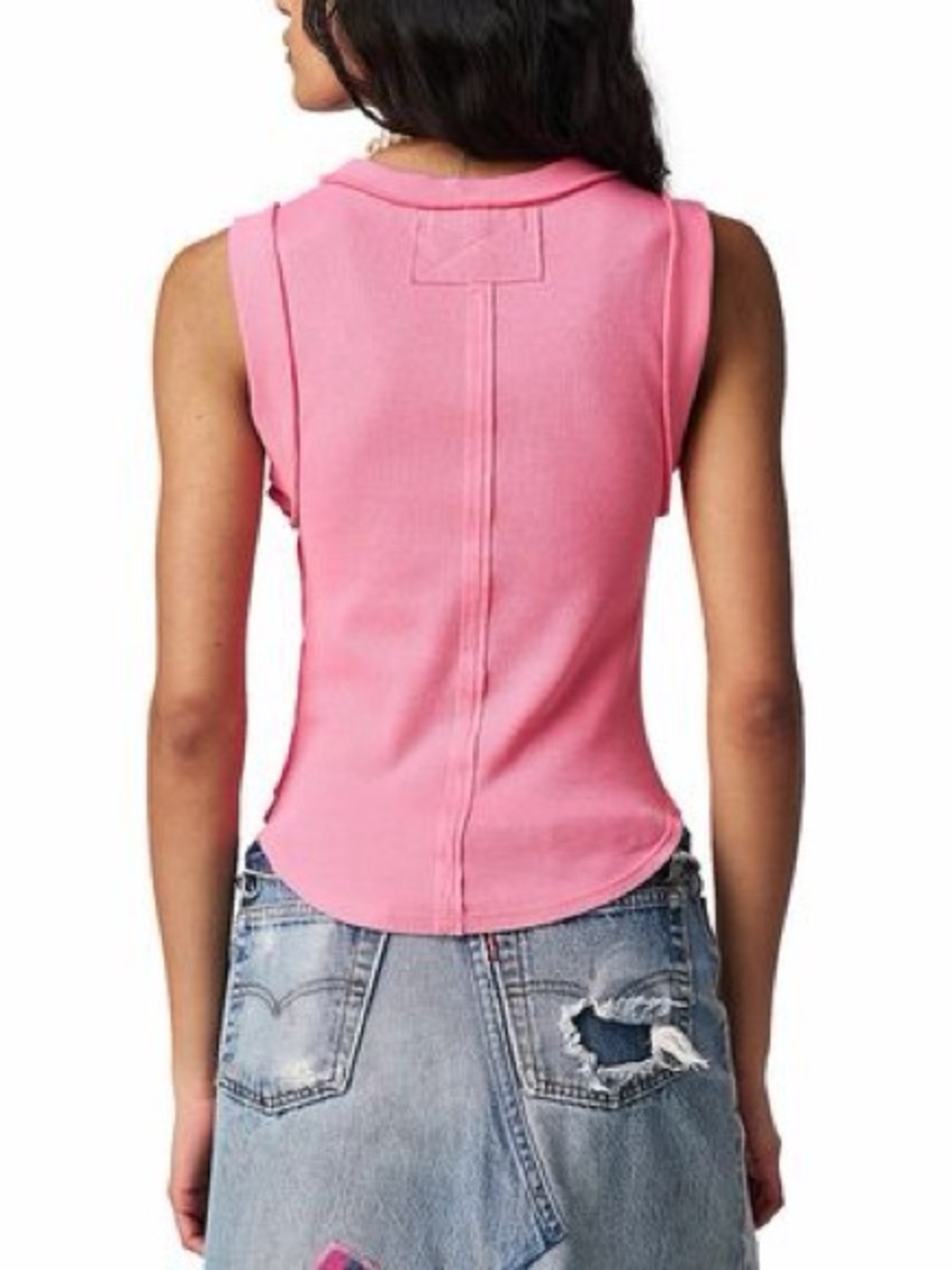 Free People Pink Ribbed Sleeveless Tank We The Free - Picture 7 of 7